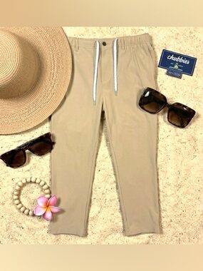 Chubbies Everywhere Performance Pants Men’s 2XL Khaki Drawstrings Stretch Chino